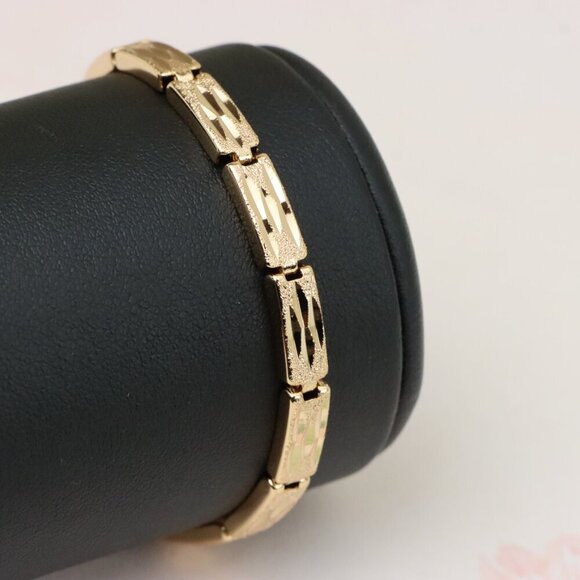 "Textured Geometric Rose Gold Bracelet in Polished Finish, XPBL0862 - Picture 1 of 12